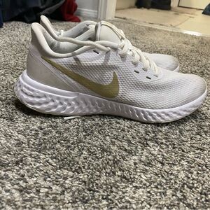 White and Gold Nike Shoes- worn once